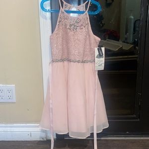 Rare Editions Pink Dress With Pearls & Diamonds.